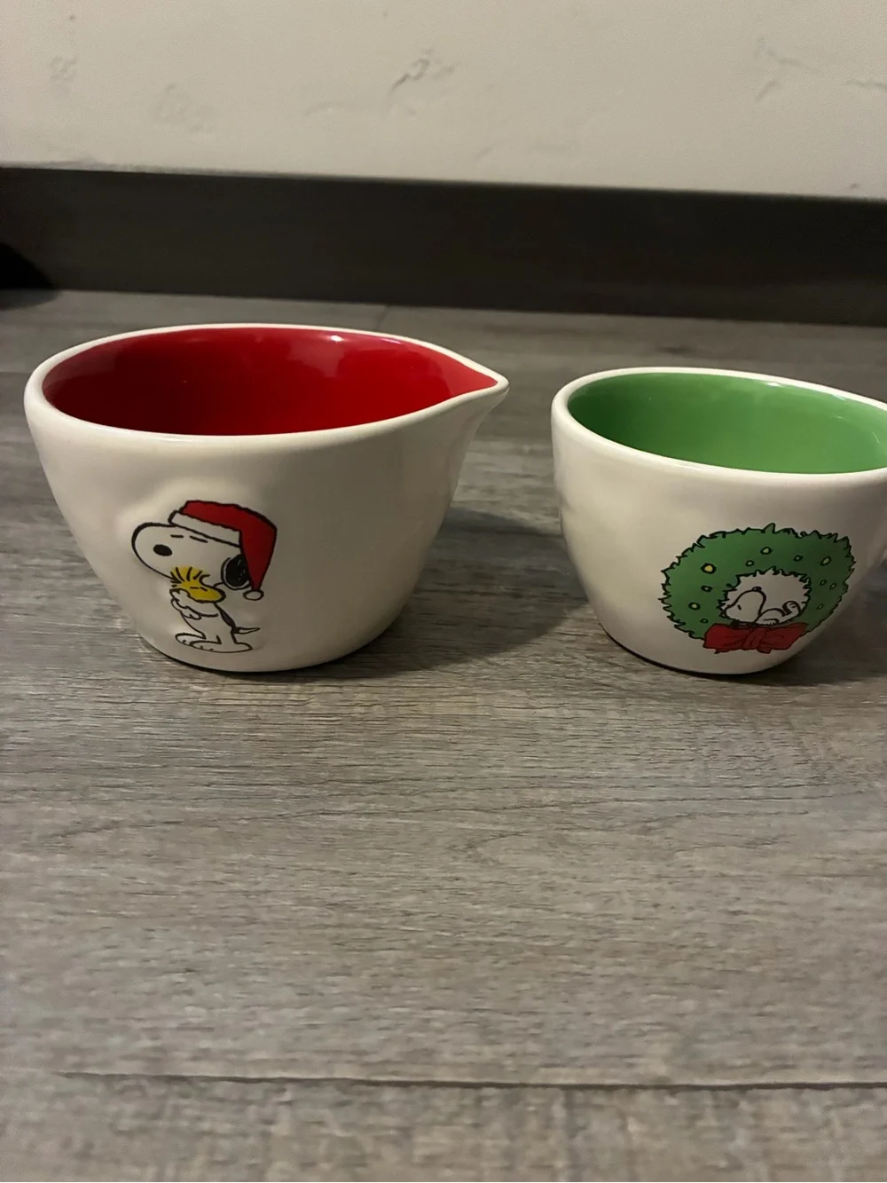 Rae Dunn snoopy Christmas double sided measuring cups